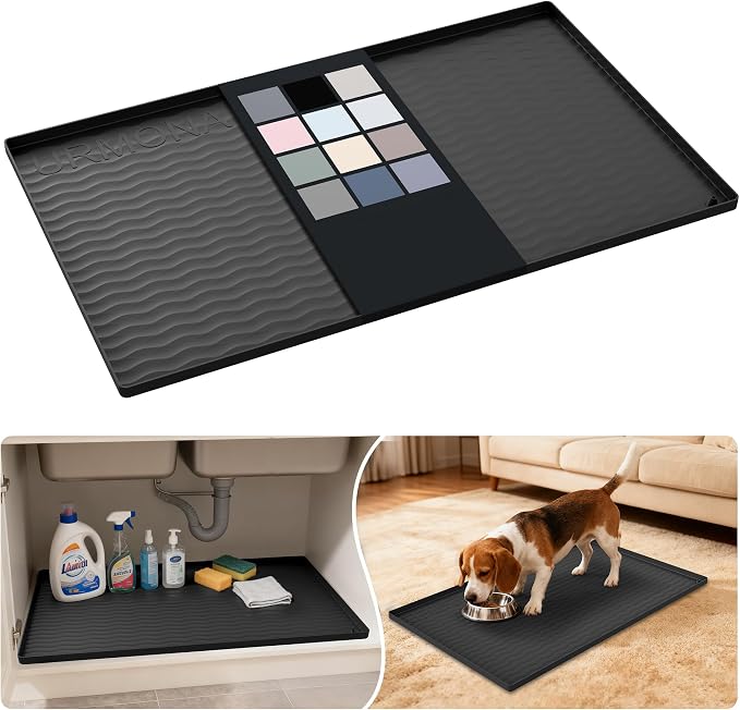 URMONA Waterproof Silicone Under Sink Mat 31'' x 19'' Shelf Liner by URMONA