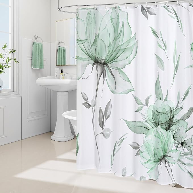 Long Boho Watercolor Floral Shower Curtain 72 x 78, Artistic 78 Inch Long - Image 2