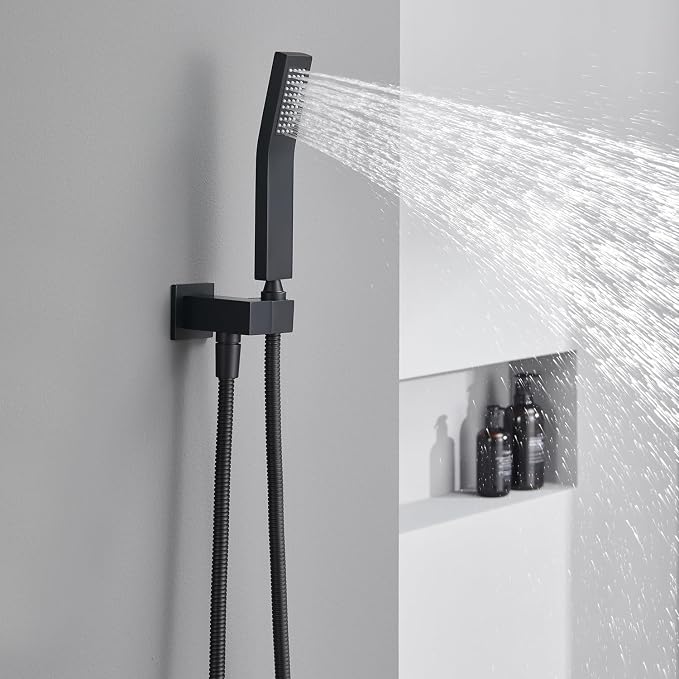 Shower System 12 Inches Rain Shower Combo Set Black Ceiling Mount Shower Faucet - Image 9