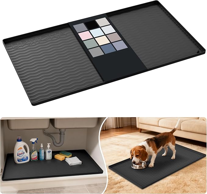 URMONA Waterproof Silicone Under Sink Mat 34'' x 19'' Shelf Liner by URMONA