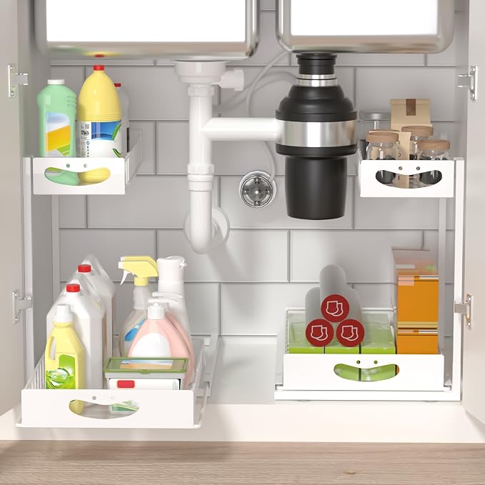 Under Sink Organizer with Pull-Out Drawers, Kitchen Sink Organizer, 2 Tier - Image 2