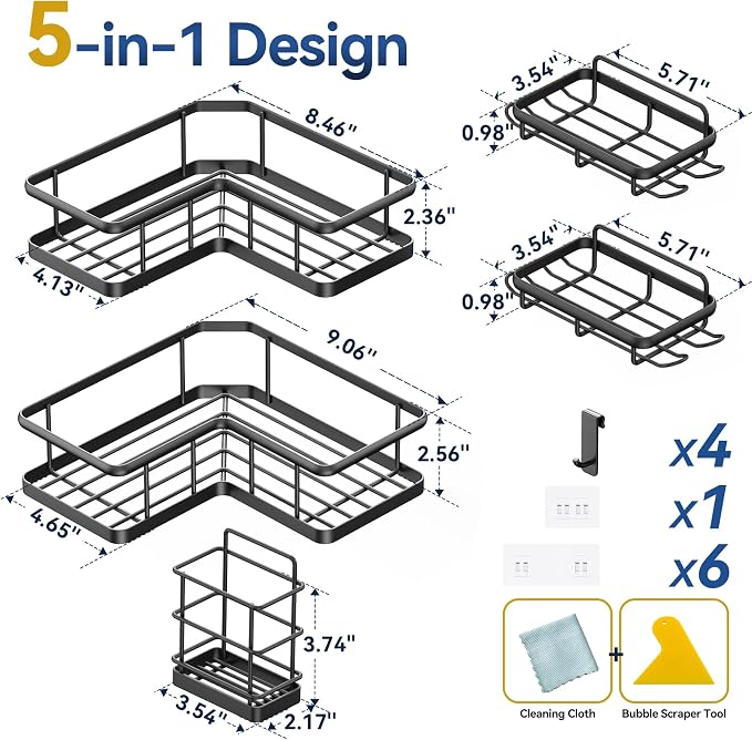 YASONIC Corner Shower Caddy, No Drilling Shower Shelf - Image 7