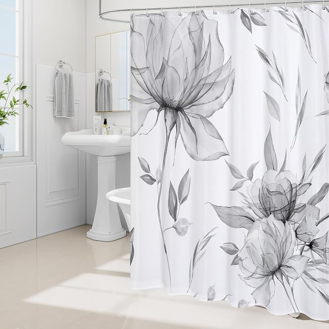 Long Boho Watercolor Floral Shower Curtain 72 x 78, Artistic 78 Inch Long - Image 2