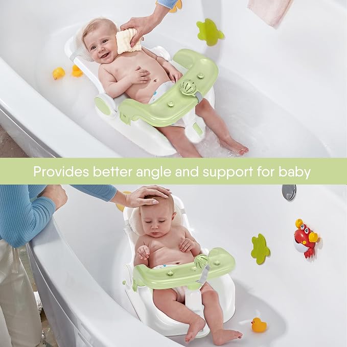 Baby Bath Seat with Sitting & Lying 2 Modes, 3-Speed Adjustment, Powerful - Image 3
