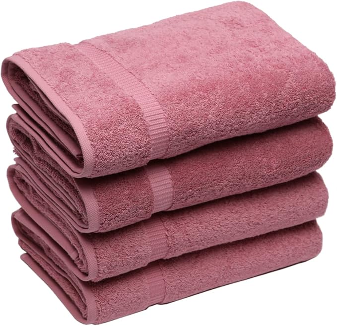 SALBAKOS 100% Turkish Cotton Bath Towel Set of 4 27x54 inch | Heirloom Quality by SALBAKOS