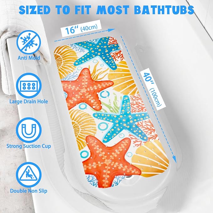 Ocean Bathtub Mat Non Slip, Cute Baby Bath Mat - Image 3
