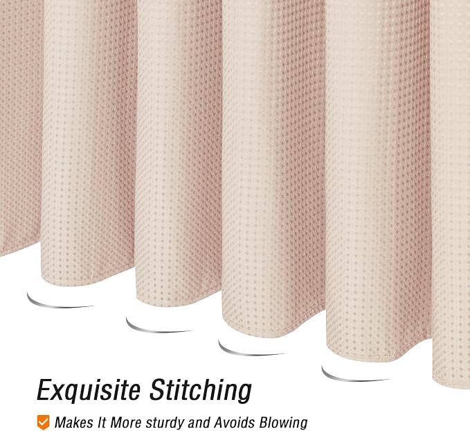 Gibelle Extra Long Shower Curtain 72 x 84, Tall Waffle Weave Textured Fabric - Image 5