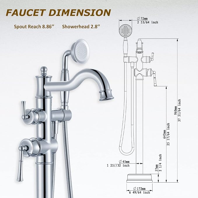 Freestanding Floor Mount Tub Filler - Image 4