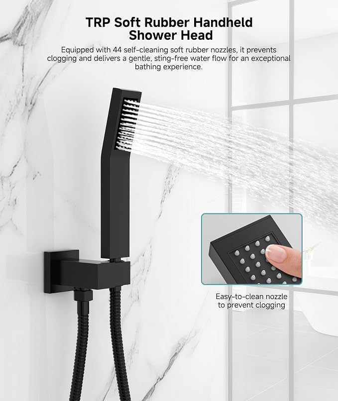 SR SUN RISE Shower System Bathroom 10 Inch Rainfall Shower Head & Handle Set - Image 6