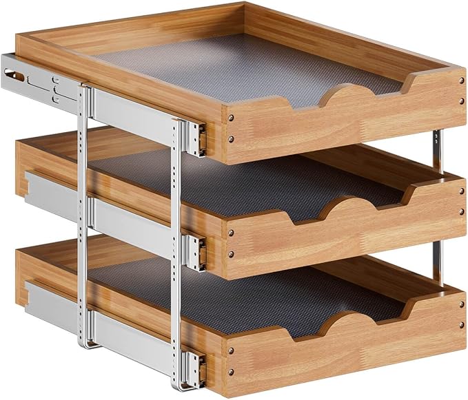 OCG Pull Out Cabinet Drawer 20" W x 21" D, 3 Tier Pull Out Cabinet Organizer - Image 5