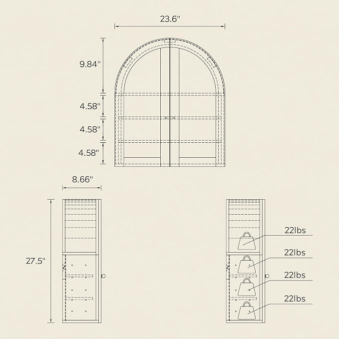 Large Arched Bathroom Wall Cabinet Modern Wooden Display Cabinet - Image 2