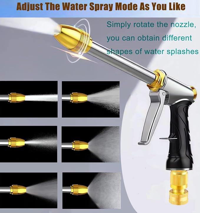 Upgrade Garden Hose Nozzle, 100% Heavy Duty Metal Spray Gun - Image 5