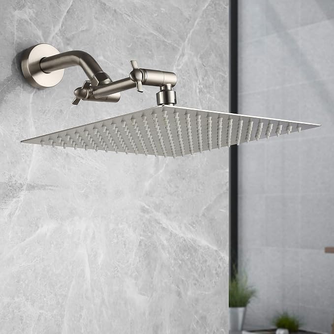 Brushed Nickel Shower Extender Arm, Height & Angle Adjustable - Image 3