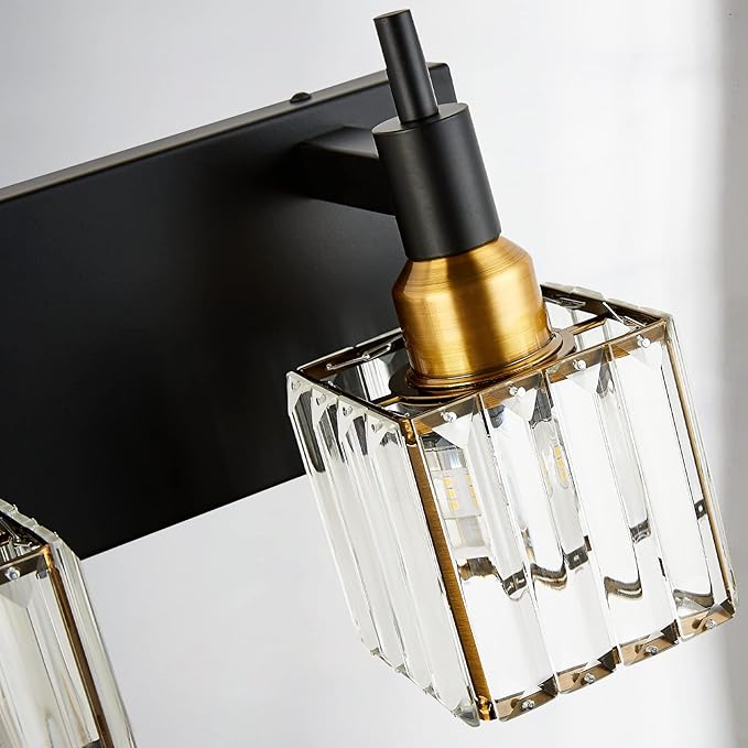 Modern Crystal Bathroom Vanity Light 3-Light Brass Wall Light Fixtures Over - Image 6
