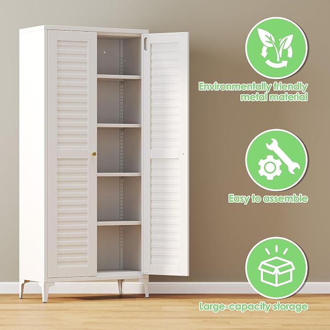 64" H Metal Pantry Cabinet, Kitchen Pantry Storage Cabinets - Image 7