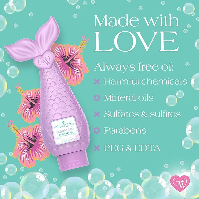 Glimmer Wish Mermaid Kids Body Wash, Gentle Cleanser and Moisturizing Sulfate - Image 5