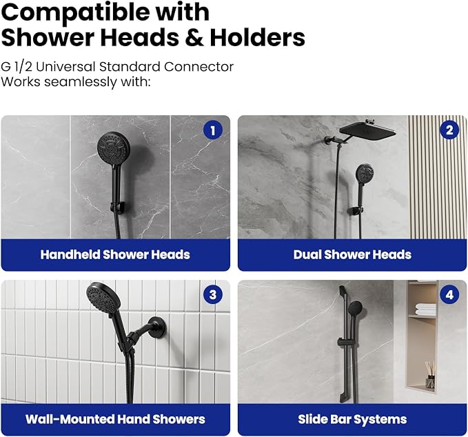JOMOO Shower Hose, 71 Inch Extra Long Flexible Stainless Steel Handheld Shower - Image 8