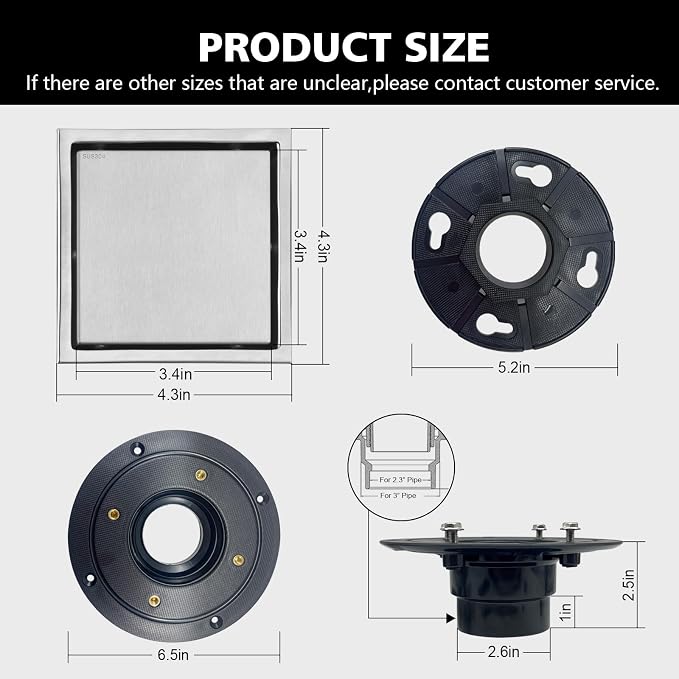 4 Inch Square Shower Drain - Image 3