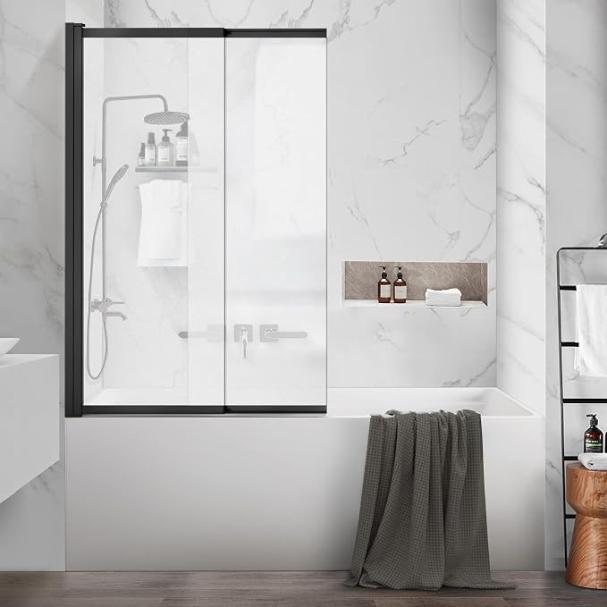 Bathtub Sliding Double Swing Door, Frameless Tempered Glass Shower Doors 22-36 by ExpertofShowerGlassDoor
