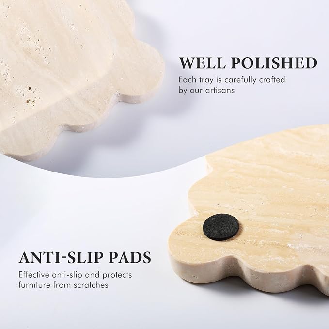 Koville Romano Travertine Vanity Tray, Stone Organizer Tray - Image 3