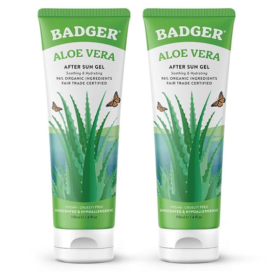 Badger Organic Aloe Vera Gel for Face & Body, 96% Pure Unscented Organic Aloe by Badger