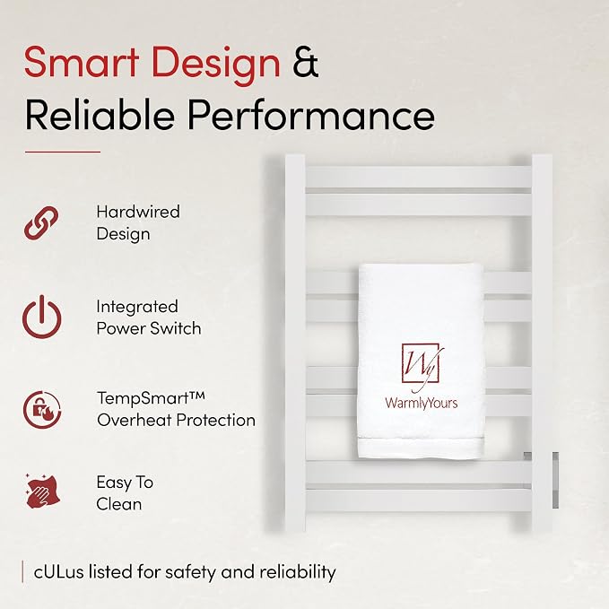 WarmlyYours Heated Towel Warmer Rack, Integrated On/Off Switch - Image 4