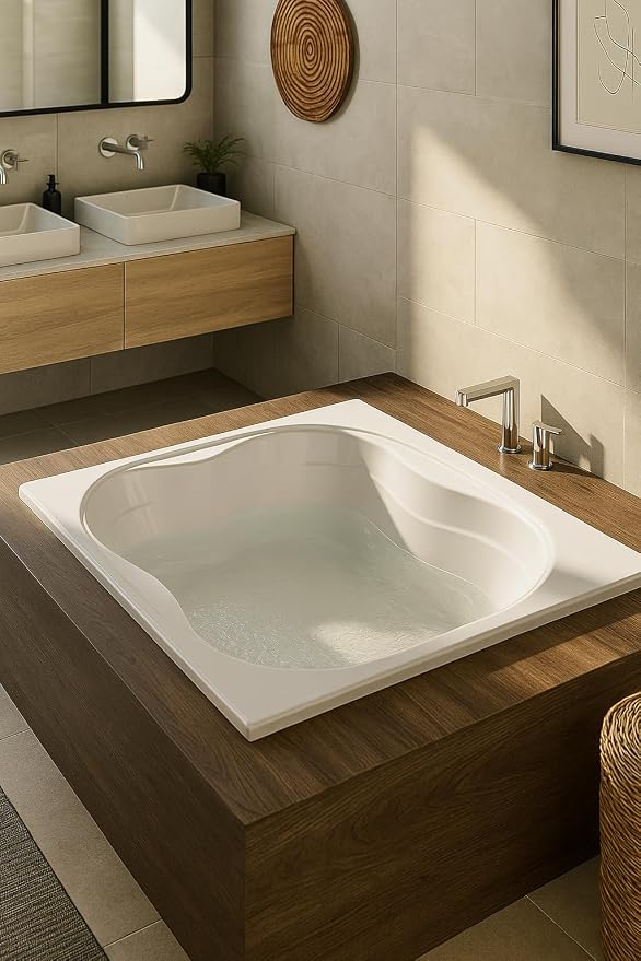 Carver Tubs - TMS7248 - Modern Acrylic Fiberglass Soaking Bathtub - White Two - Image 3