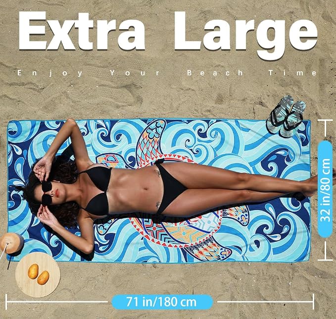 2 Pack Microfiber Lightweight Beach Towel Sand Free Quick Dry Absorbent Thin - Image 3