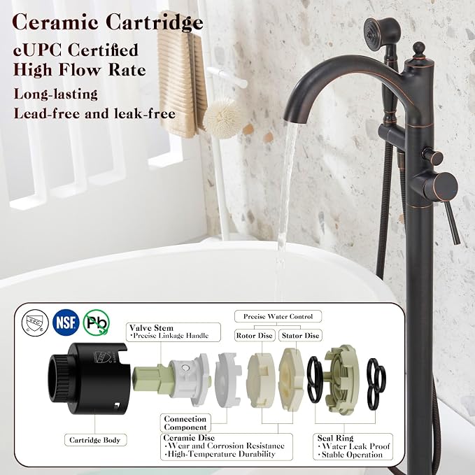 Freestanding Bathtub Faucet, Classic Free Standing Tub Faucet - Image 9