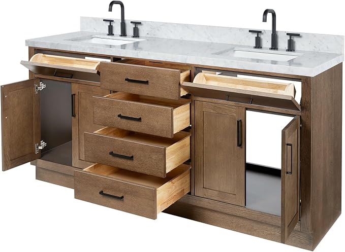 ARIEL Hepburn 73 Inch Double Rectangle Sink Bathroom Vanity - Image 6