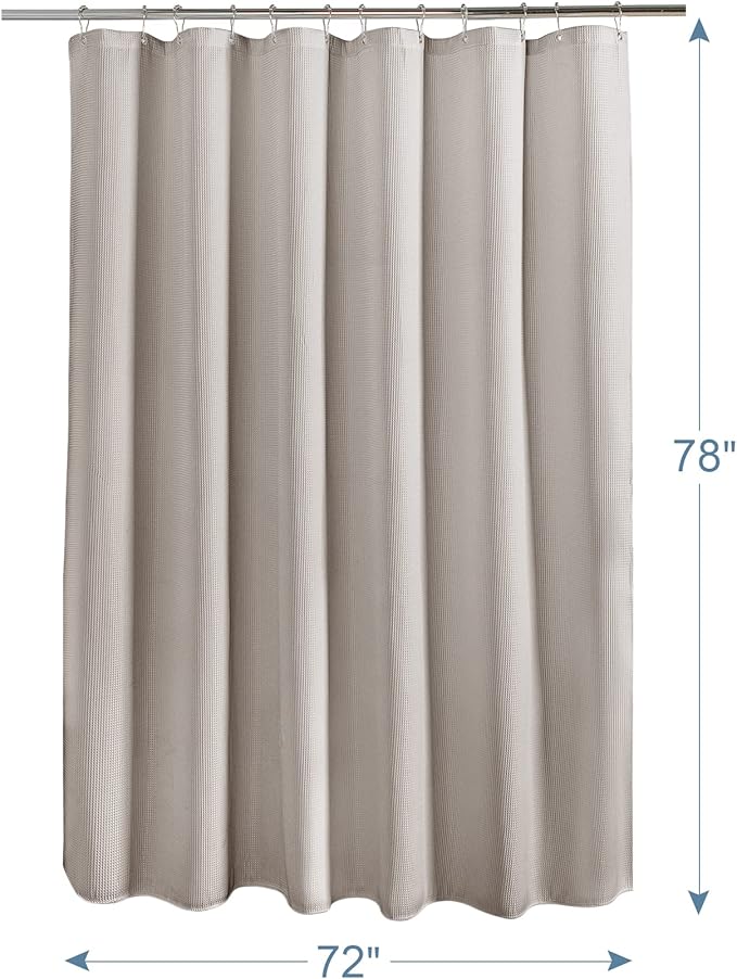 AmazerBath Waffle Shower Curtain 78 Inches Long, Khaki Shower Curtain Fabric - Image 8