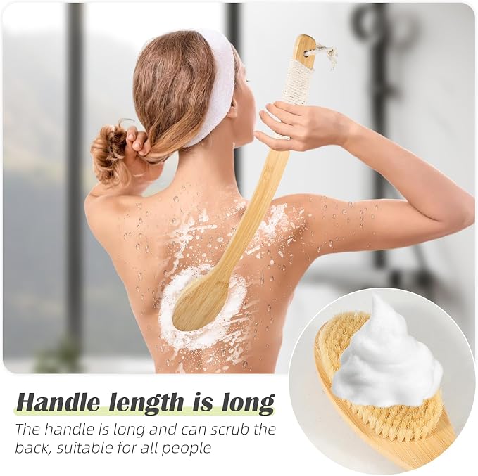 ​​​​Bath Body Brush Shower, Moderately Soft Natural Bristle Body Brush - Image 6