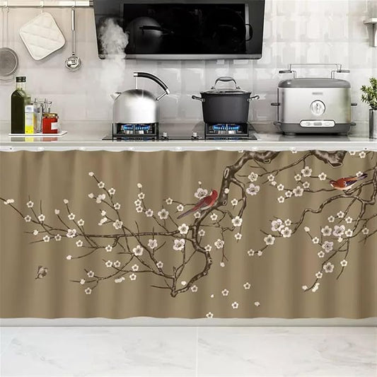 SK Studio Short Curtains for Kitchen, Cabinet Shelf Dust-Proof Blackout Tier by SK+Studio
