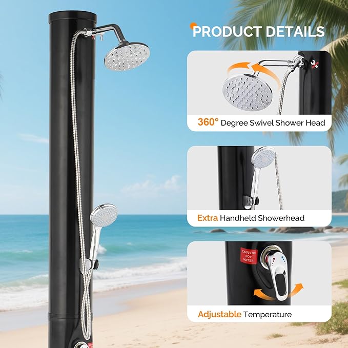 VINGLI Solar Heated Shower, 2-Section - Image 3