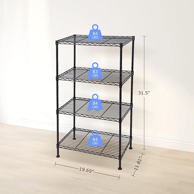 BNSPLY 4 Tier Wire Shelving Unit, Height Adjustable Wire Shelves - Image 3