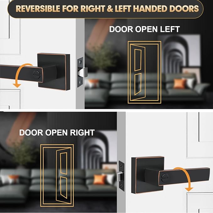 Privacy Door Levers, 5 Pack Oil Rubbed Bronze Door Handles Interior Heavy Duty - Image 6