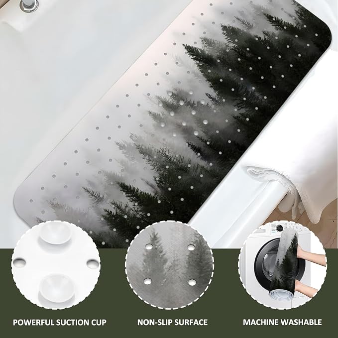 Misty Forest Bathtub Mat Non Slip, Baby Bath Mat - Image 5