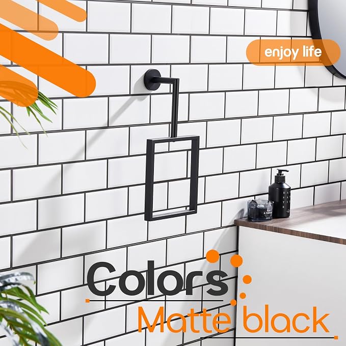 Towel Rack Black Hand Towel Ring Holder - Image 7