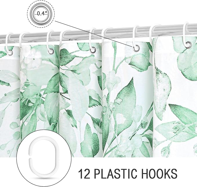 Gibelle Extra Long Shower Curtain 72 x 84, Tall Mint Green Floral Shower Curtain - Image 5