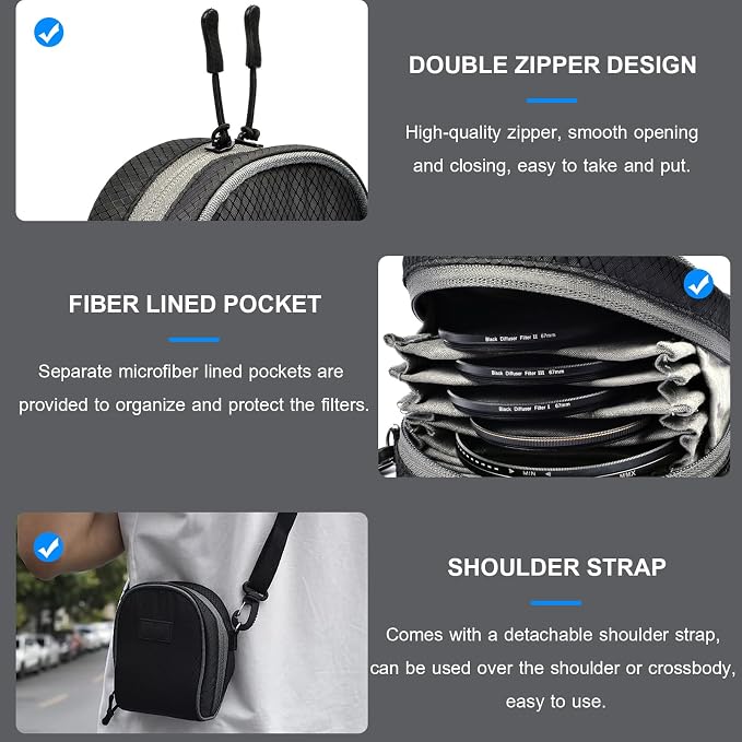 8 Pockets Camera Lens Filter Pouch, Water and Professional Photography Filter - Image 2