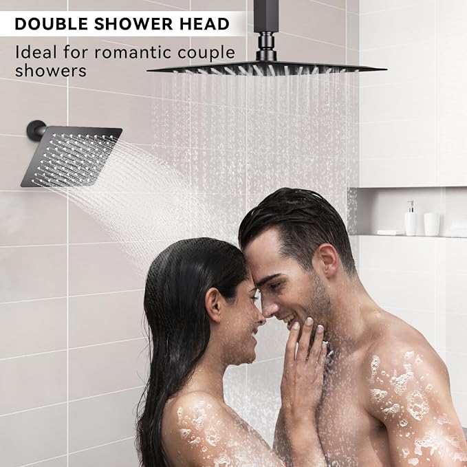 Shower Faucets Sets Shower System Matte Black, STARBATH 12" Ceiling Mount Rain - Image 3