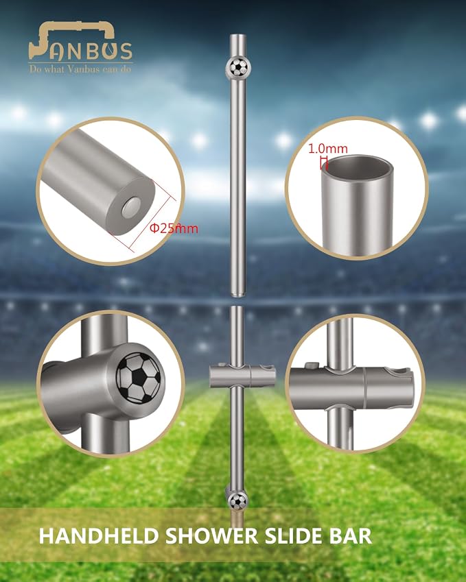 Brushed Nickel Shower Slide Bar 32 Inch - Image 2