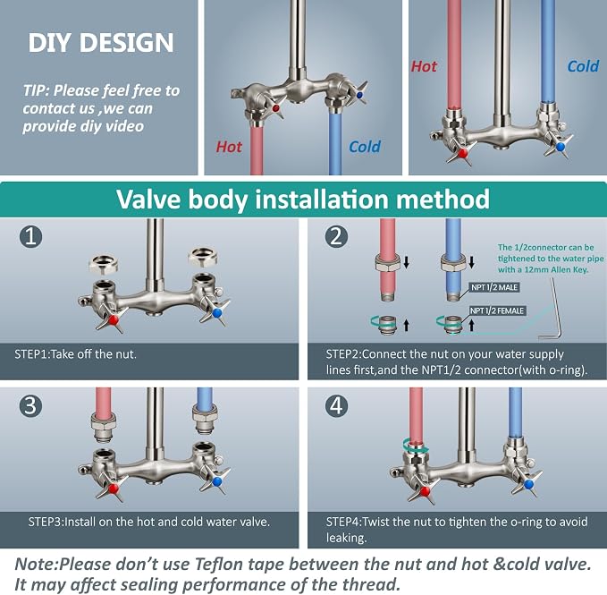 Aolemi Outdoor Shower Kit, Outdoor Shower Fixtures Faucet System - Image 9