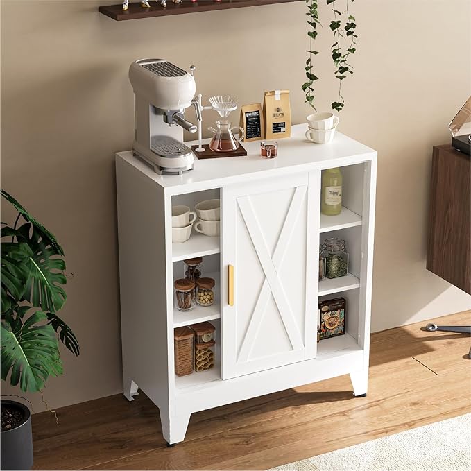 Farmhouse Coffee Bar Cabinet, Buffet Storage Cabinet, Sideboard by Unknown