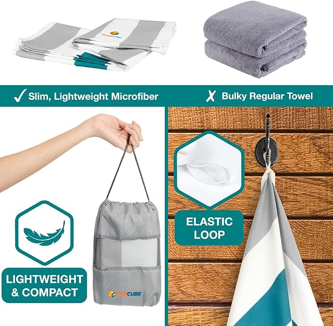 SUN CUBE Microfiber Beach Towel, Quick Dry Sand Free Beach Towel, Lightweight - Image 5