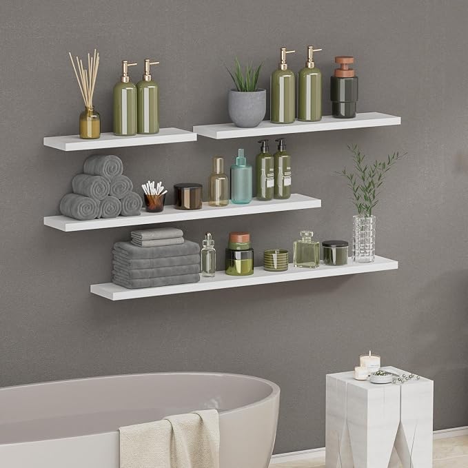 SAUMONIERES Floating Shelves 8 Inch Deep Solid Wood Wide Wall Shelf Set of 1 - Image 6