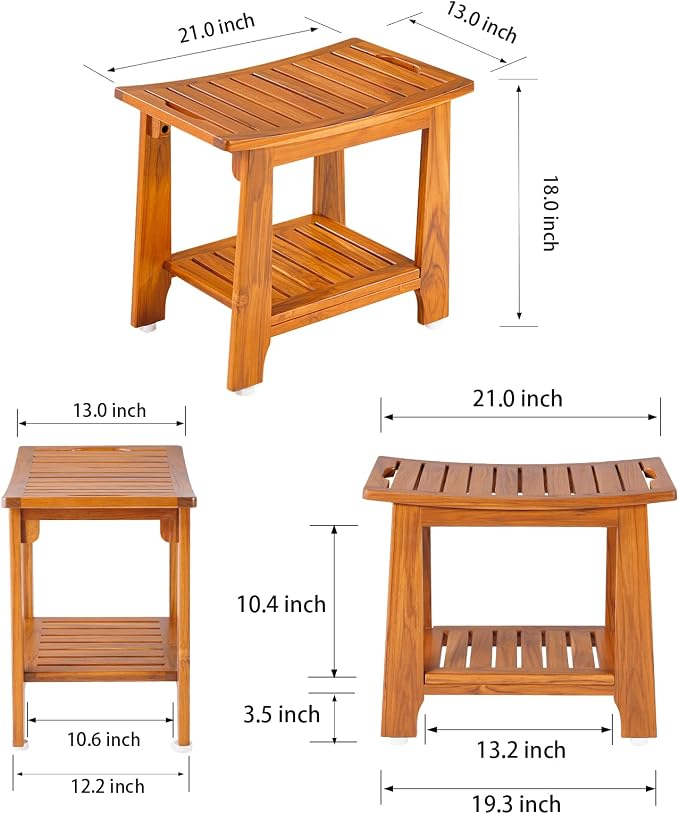 21" Standard Teak Shower Bench - Image 6