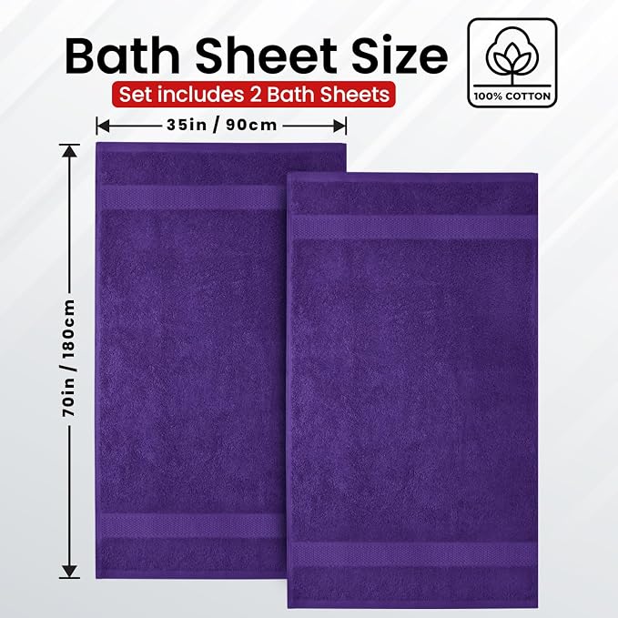 Infinitee Xclusives– Luxury Bath Sheets Towels – 2 Pack 600 GSM– 100% Ring Spun - Image 3