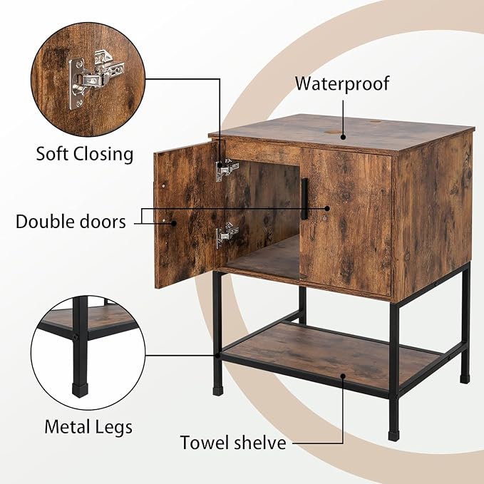 UEV Rustic Brown 30" Bathroom Vanity - Image 7