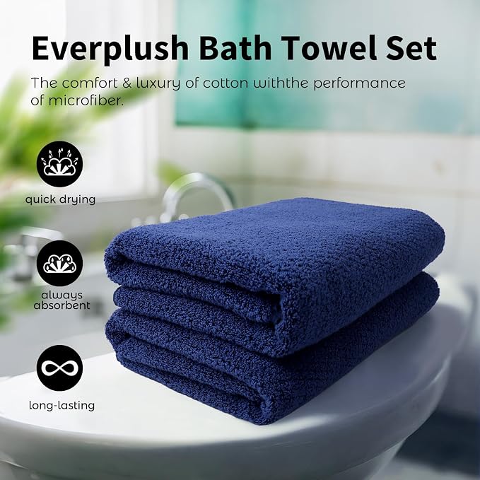 Everplush Diamond Collection Extra Large Bath Towel Sheet – 2 PK, Super Soft & - Image 3